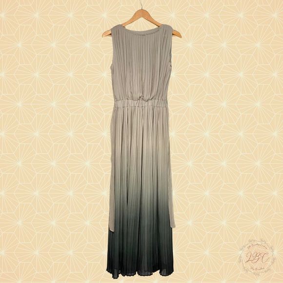 LC Lauren Conrad Runway Maxi Blue Teal Ombré Dress, Beaded Empire Waist, Wedding - Picture 4 of 10